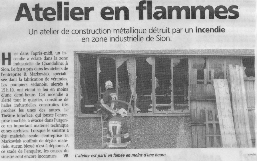 Le Nouvelliste (03.11.01) Atelier en flammes.JPG